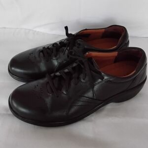 Womens Aravon Delilah Black Leather Oxford Shoes